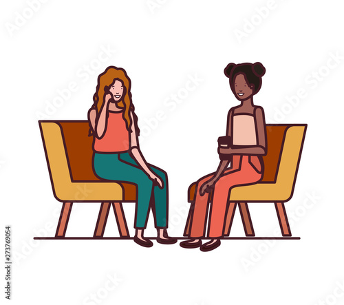 young women sitting in chair with white background