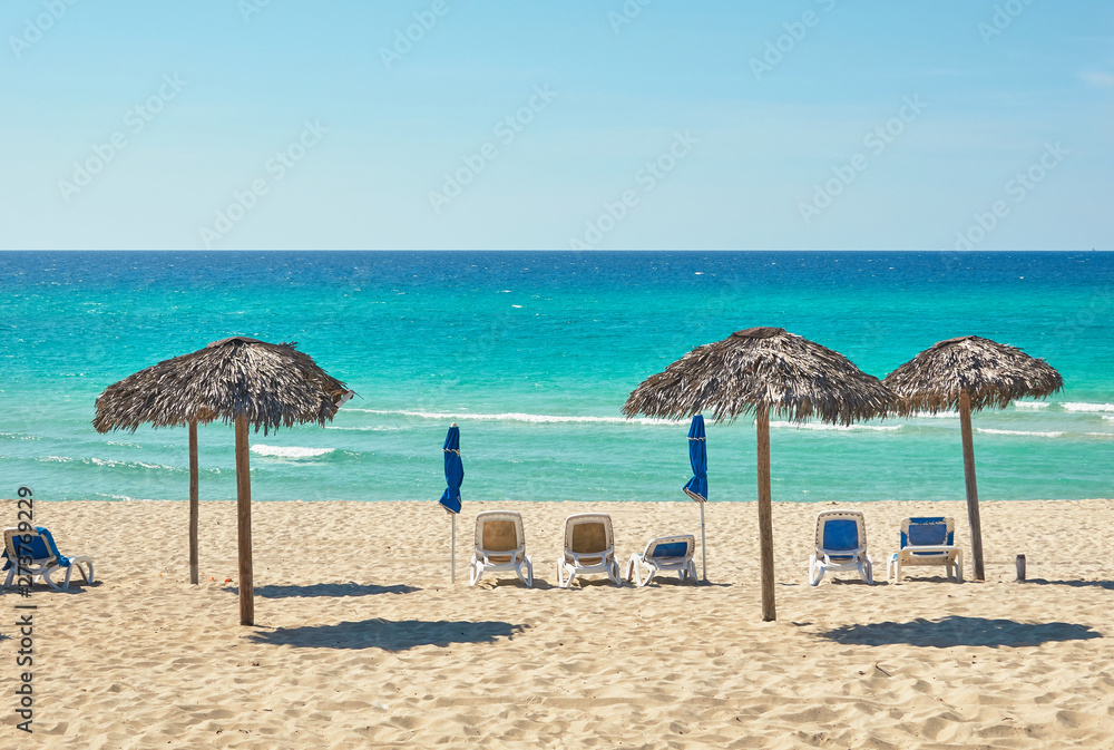 Varadero, chairs and umbrellas on the beach