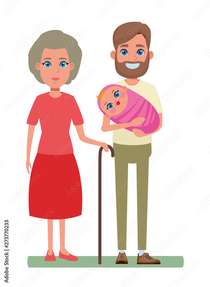 Obraz premium family avatar cartoon character portrait