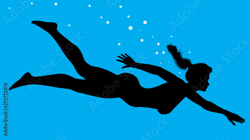 Woman Swimming Silhoutte