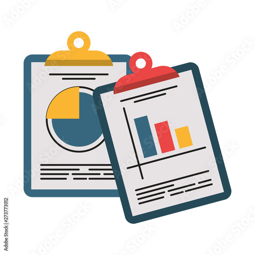 Business profit statistics on clipboards