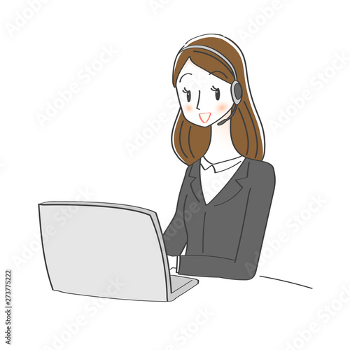 オペレーターの女性　パソコン　オンラインレッスン