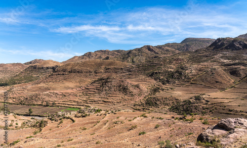 Landscape in Gheralta near Abraha Asbaha in Northern Ethiopia, Africa
