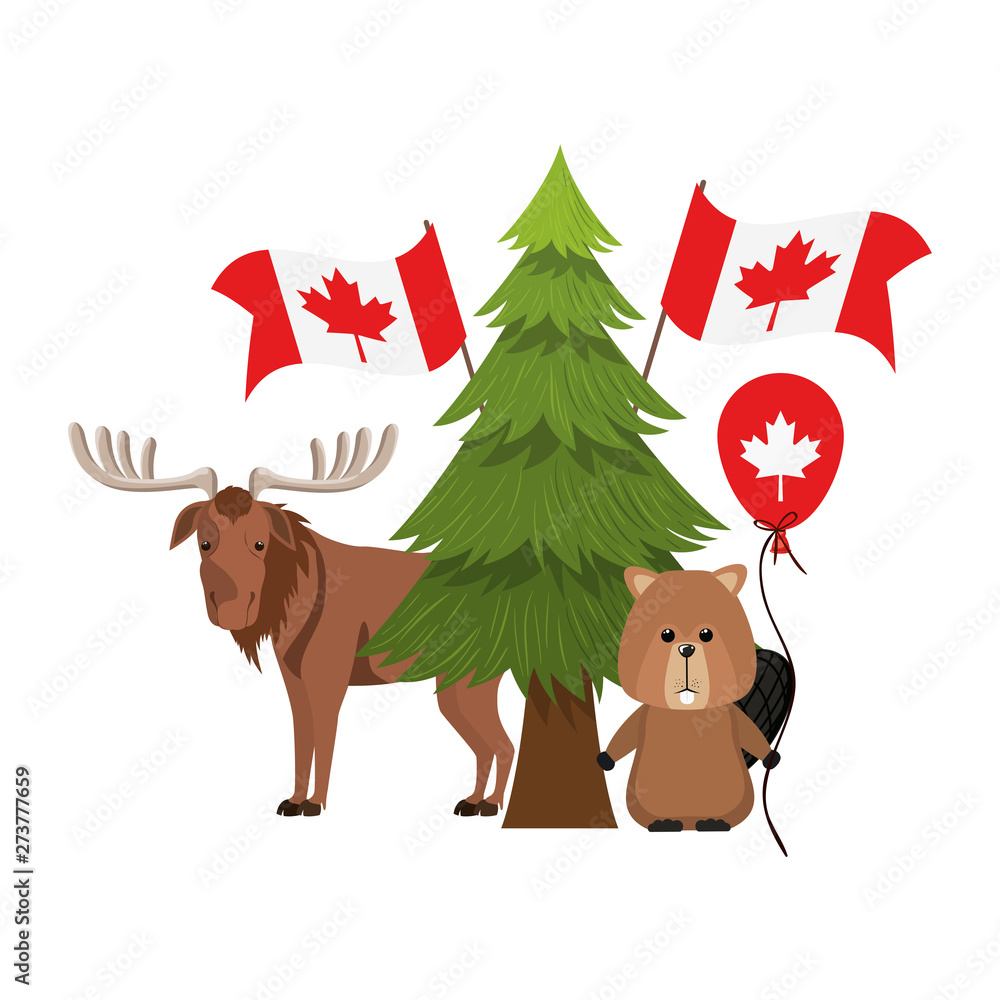 Beaver and moose animal of canada design Beaver and moose animal of canada design