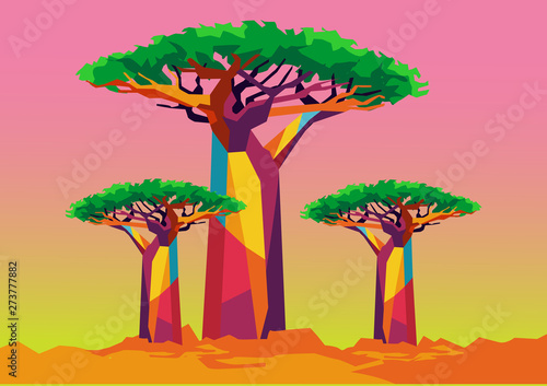 baobab tree in wpap popart style
