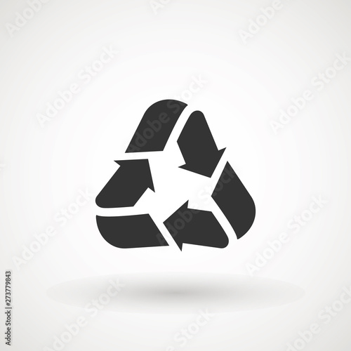 recycle arrows symbol icon. Recyclable Badge. Recycling sign. Black flat design. Vector Illustration.