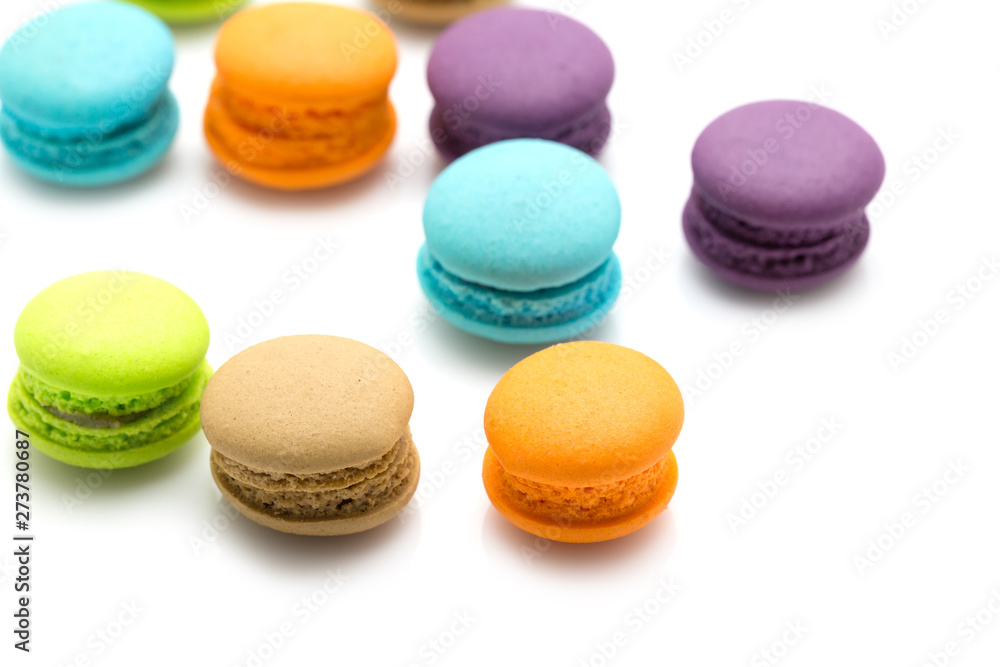 Sweet colourful macaroons isolated on white Sweet colourful macaroons isolated on white