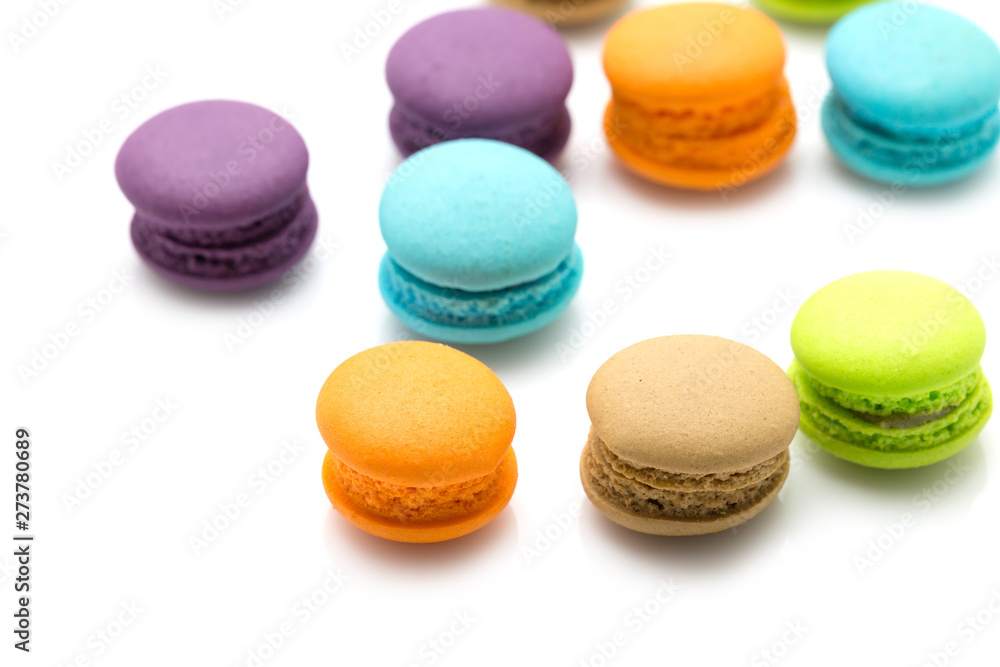 Sweet colourful macaroons isolated on white Sweet colourful macaroons isolated on white