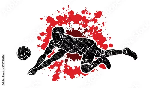 Obraz Siatkówka sport akcji kreskówka graficzny wektor