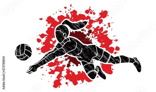 Obraz Siatkówka sport akcji kreskówka graficzny wektor