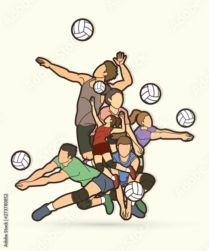 Volleyball sport action cartoon graphic vector