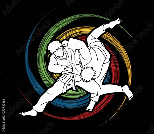 Judo sport action cartoon graphic vector