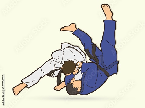 Judo sport action cartoon graphic vector