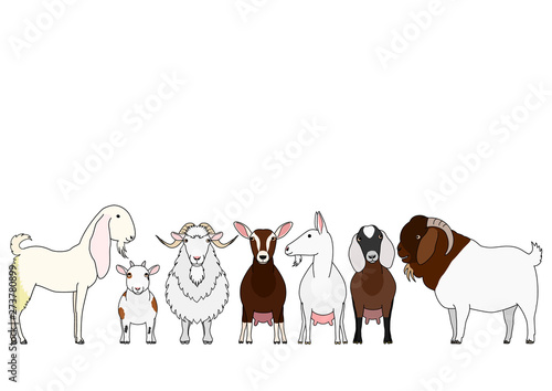 cute cartoon goat group