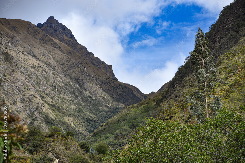 View up to Dead Woman's pass along the Inca Trail, Peru