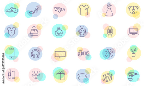 Thin line vector shopping icons