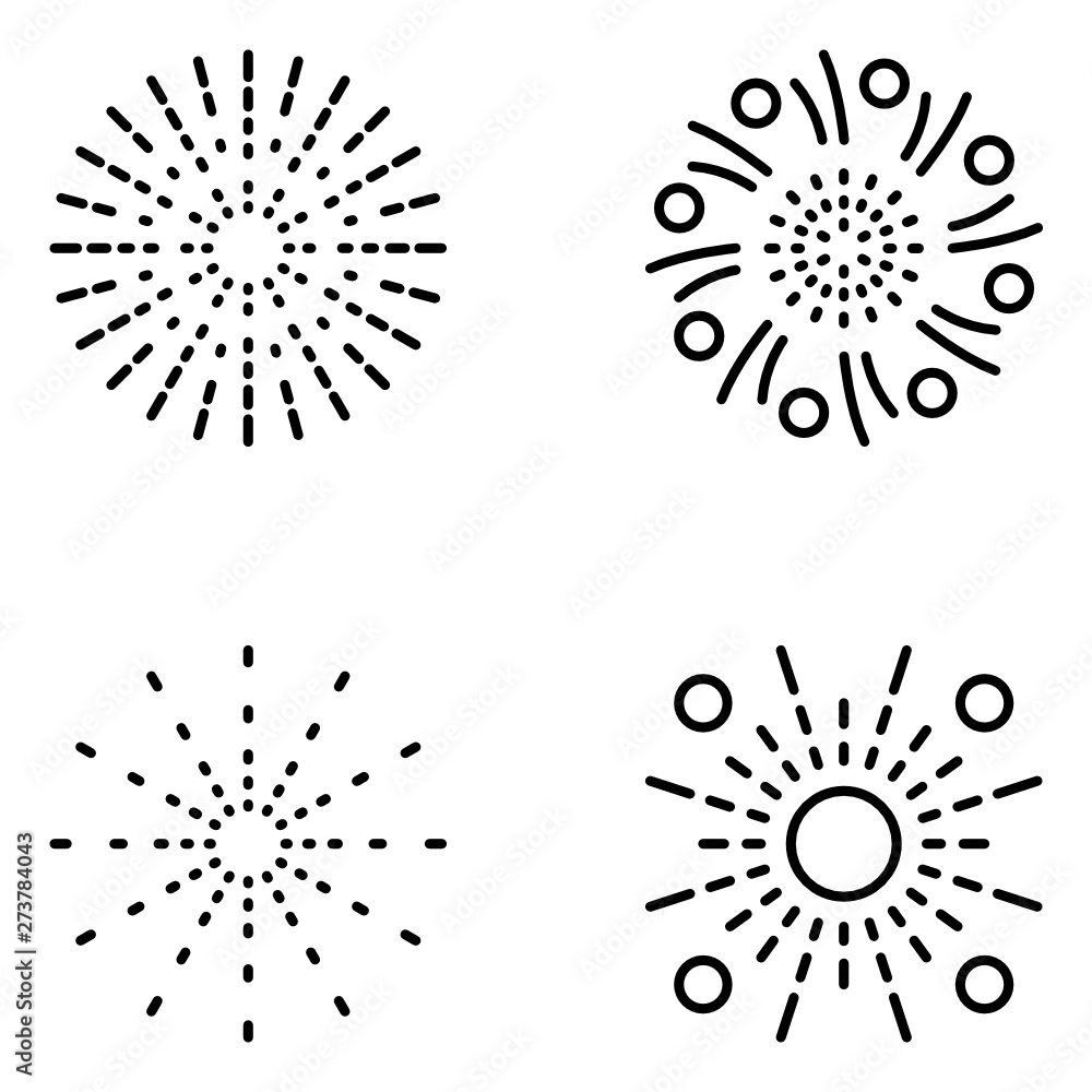 Fireworks Vector Line Icon Set Fireworks Vector Line Icon Set