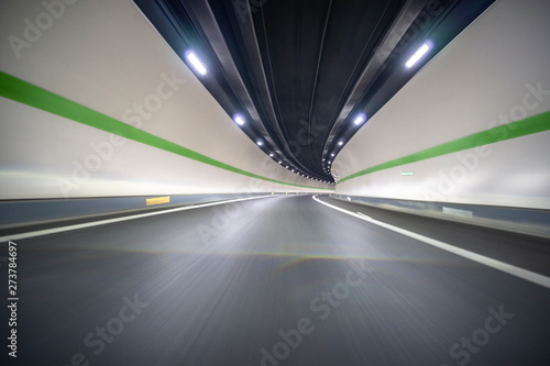 moving escalator in tunnel