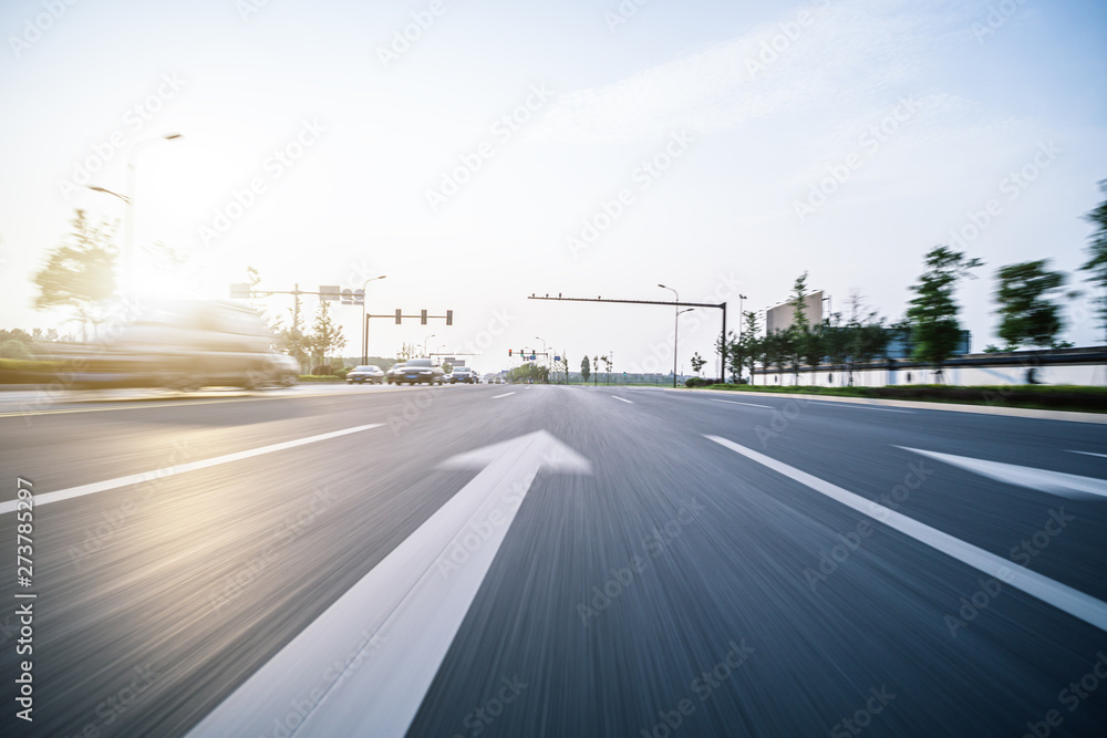 high speed view of  asphalt road