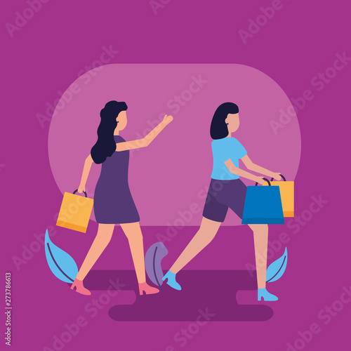 people shopping bags
