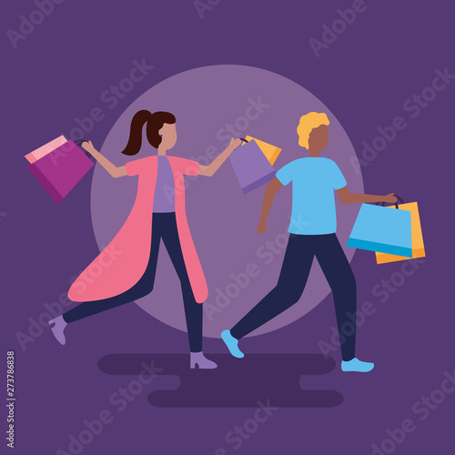 people shopping bags