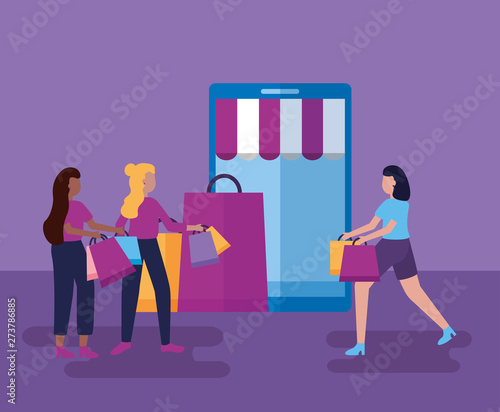 people shopping bags