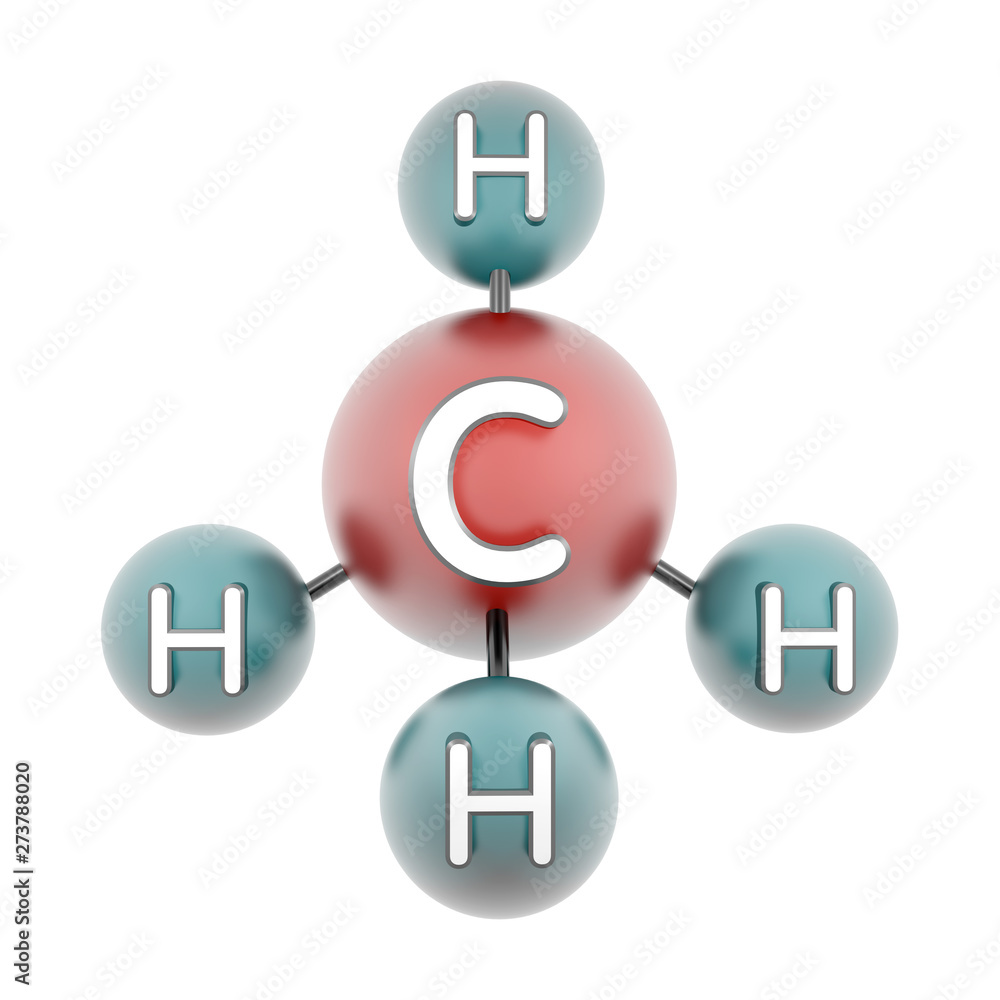 ch4 - molecule methane. Render of 3d model isolated on white. ch4 - molecule methane. Render of 3d model isolated on white.