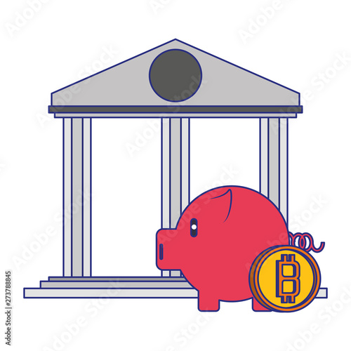 Bitcoin cryptocurrency digital money symbols blue lines