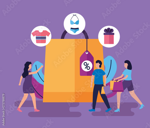 people shopping bags