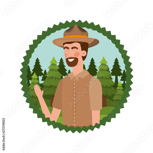 Forest ranger man cartoon design