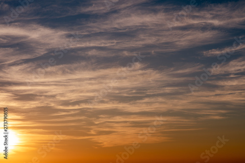 Dramatic orange sky during sunrise © rushay