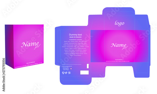 Packaging design, perfume luxury box design template and mockup box. Illustration vector.
