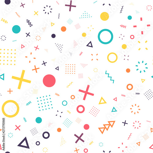 Geometric Memphis style seamless pattern for fashion and wallpaper.