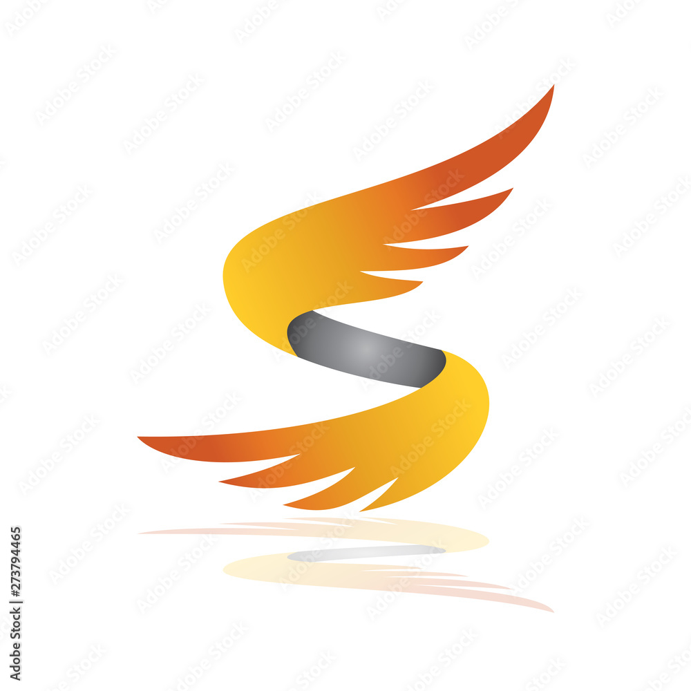 Wing Logo With Letter Shape S, Initial S Vector Logo Wing Logo With Letter Shape S, Initial S Vector Logo