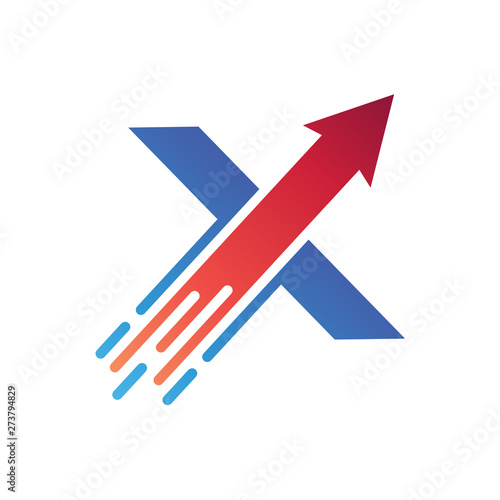 Letter X fast arrow logo - Vector