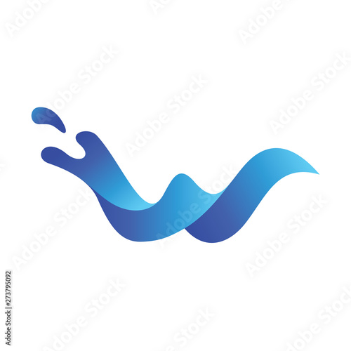 Letter W logo template with wave style, Water wave logo