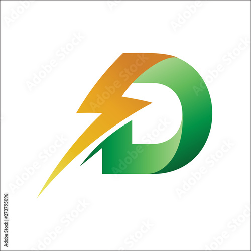 Initial D power logo, Letter D thunder