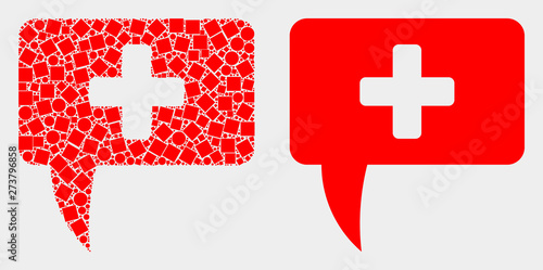 Pixel and flat medical message hint icons. Vector mosaic of medical message hint constructed of scattered dots and spheric dots.