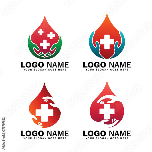 Blood donors logo collection. Vector, emblem, design concept, creative symbol, blood donate icon