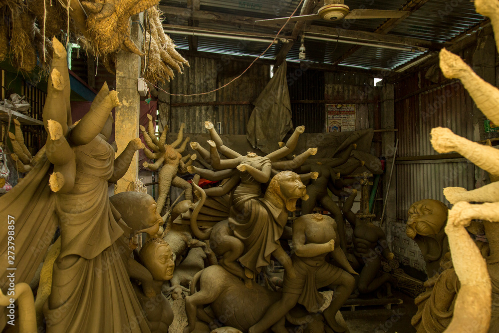 Making Durga Statue Bangladesh