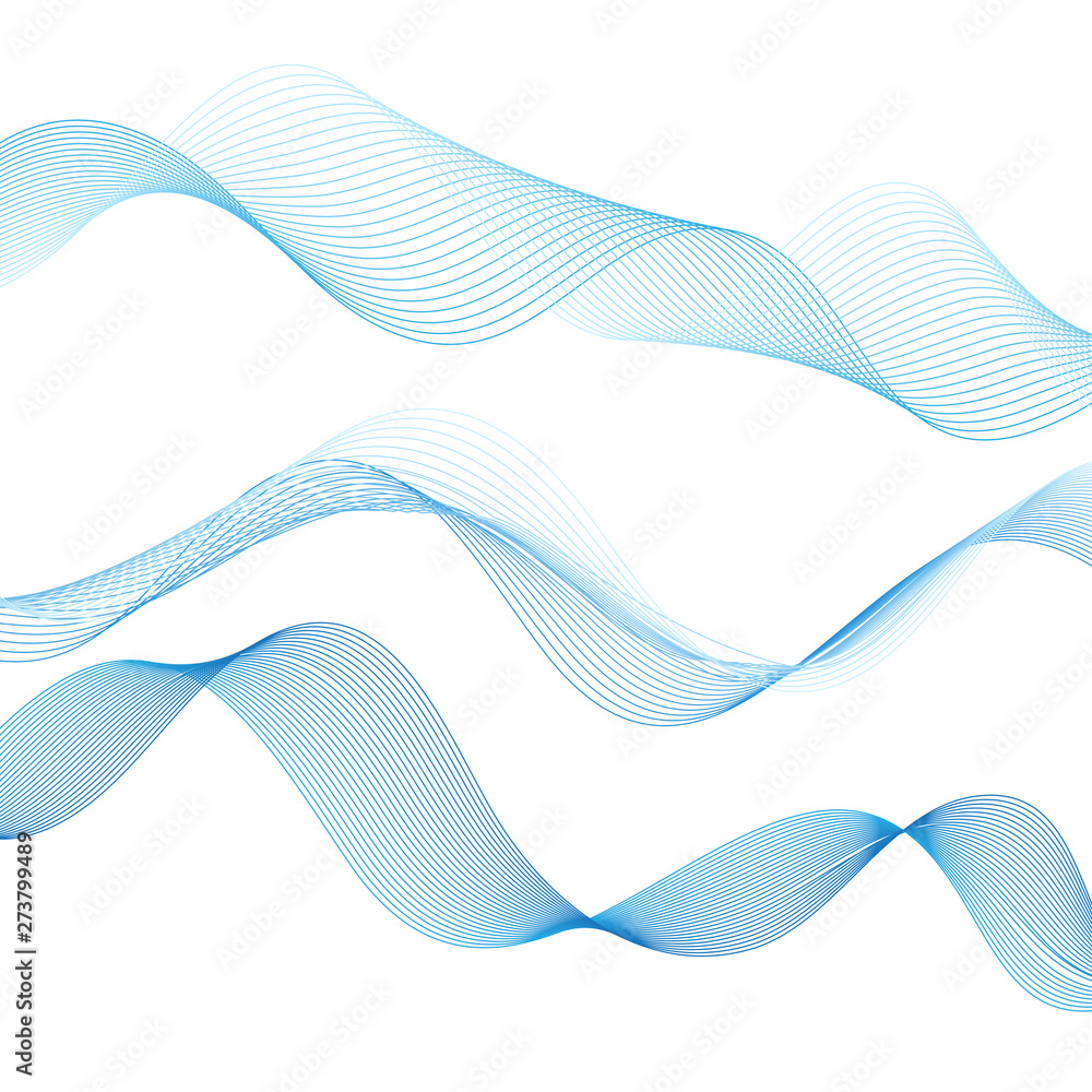 Beautiful blue waves on a white background