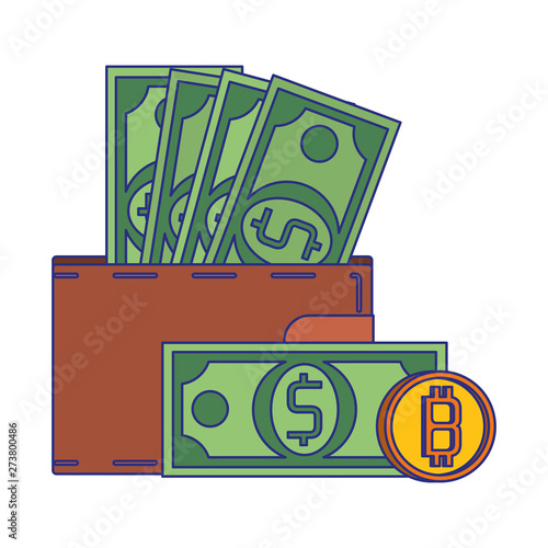 Bitcoin cryptocurrency digital money symbols blue lines
