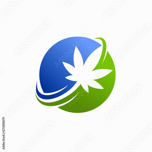 cannabis leaf logos and world ball concepts