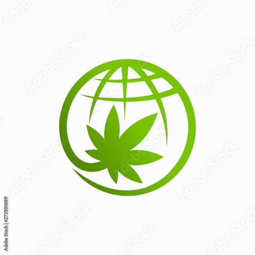 cannabis leaf logos and world ball concepts
