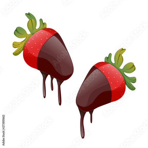 Strawberry chocolate dip isolated on white background