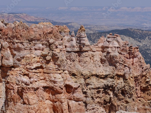 Breathtaking red wall of rock formations at Black Birch Canyon, Bryce Canyon National Park in Utah.