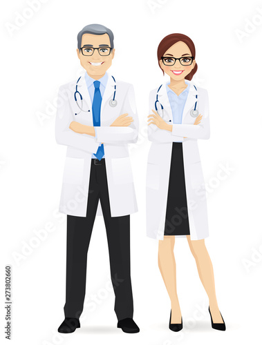 Male and female doctor isolated. Man and woman profession characters vector illustration