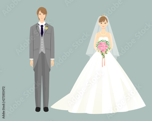 並んでいる新郎新婦