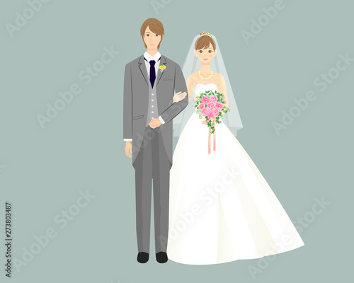 並んでいる新郎新婦