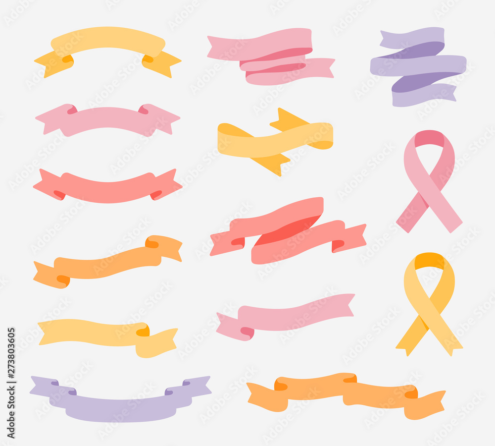Flat design of labels, ribbon banners, Banner Web Sticker illustration.